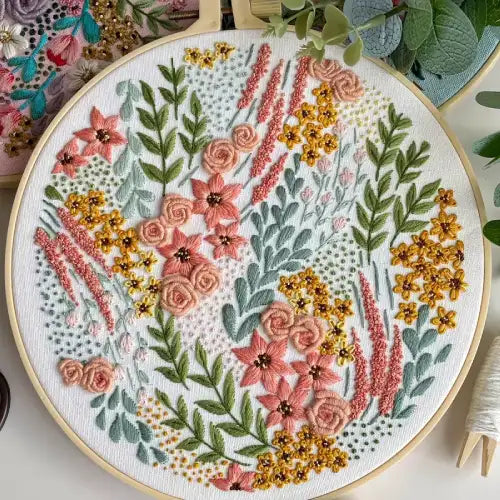 CraftHoop 3pcs Floral Patterns Embroidery Kit