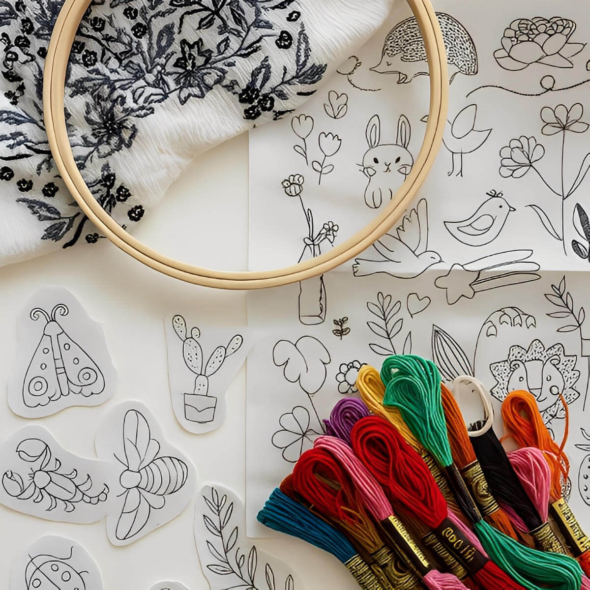 Stick & Stitch Transfers for Clothes – 2 Water-Soluble Sheets (50+ Pieces)
