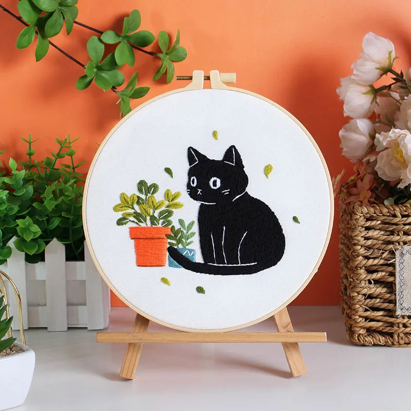 CraftHoop Midnight Cats Embroidery Kit