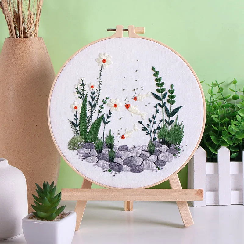CraftHoop Fish Garden Embroidery Kit