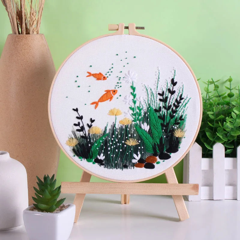 CraftHoop Fish Garden Embroidery Kit