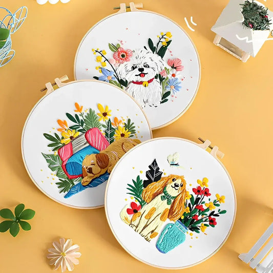 CraftHoop Playful Dogs Embroidery Kit