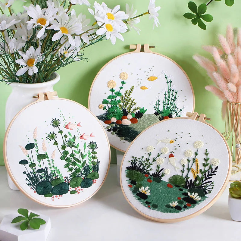 CraftHoop Fish Garden Embroidery Kit