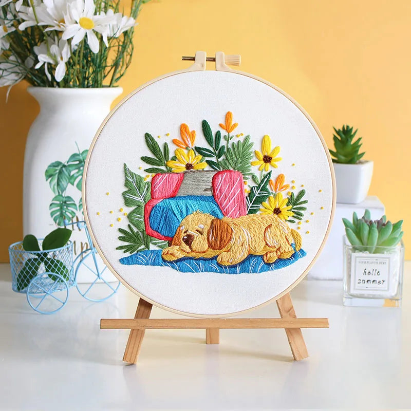 CraftHoop Playful Dogs Embroidery Kit