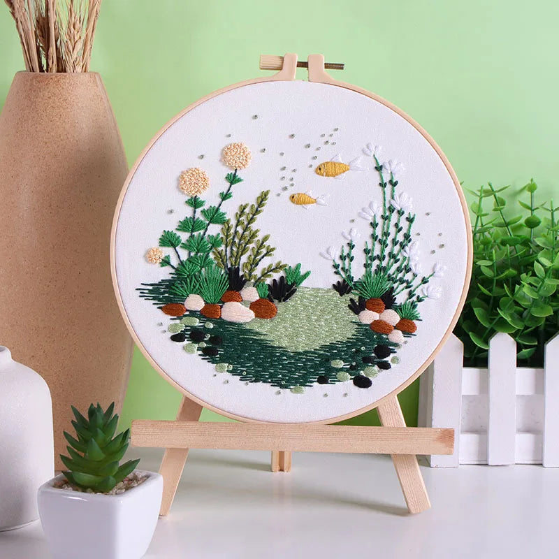 CraftHoop Fish Garden Embroidery Kit