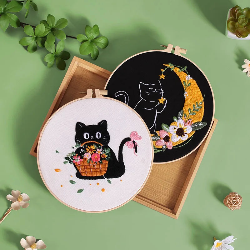 CraftHoop Midnight Cats Embroidery Kit