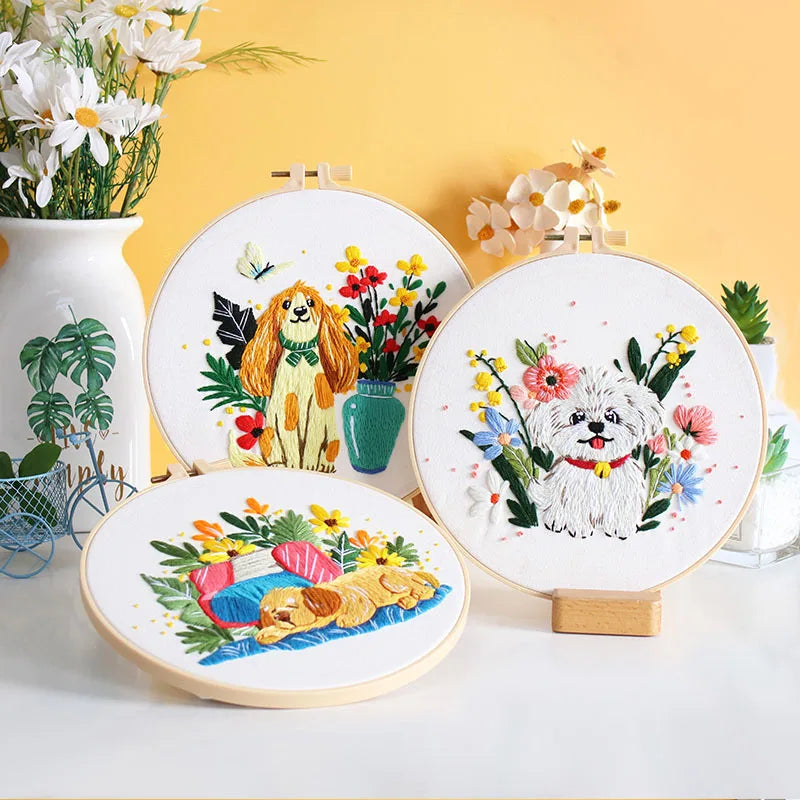 CraftHoop Playful Dogs Embroidery Kit