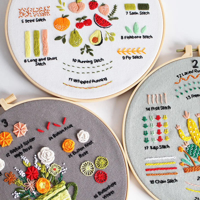 CraftHoop 4-in-1 Bloom & Fruit Beginner Embroidery Kit
