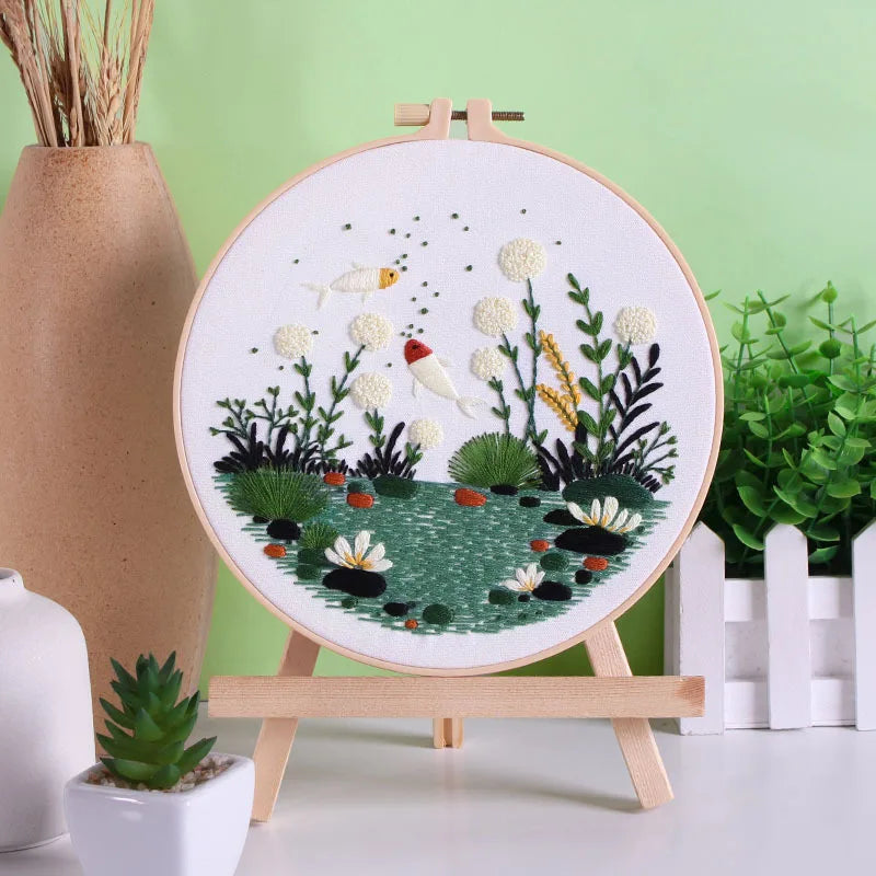 CraftHoop Fish Garden Embroidery Kit