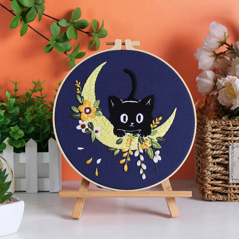 CraftHoop Midnight Cats Embroidery Kit