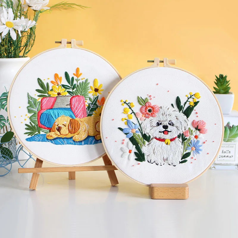 CraftHoop Playful Dogs Embroidery Kit