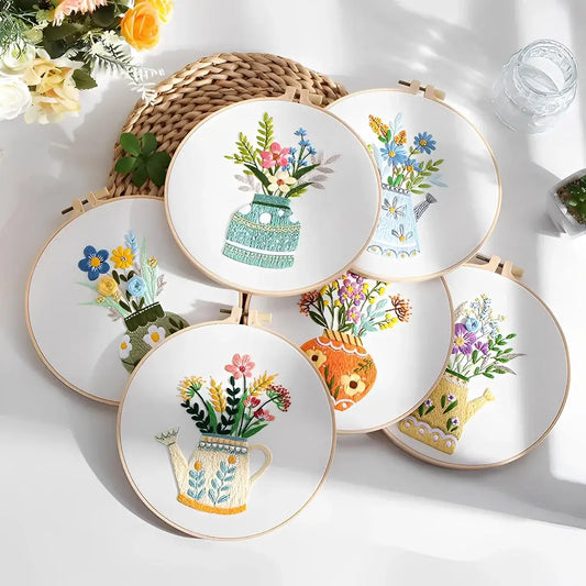 CraftHoop Blooming Vases Embroidery Kit