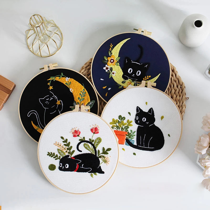 CraftHoop Midnight Cats Embroidery Kit