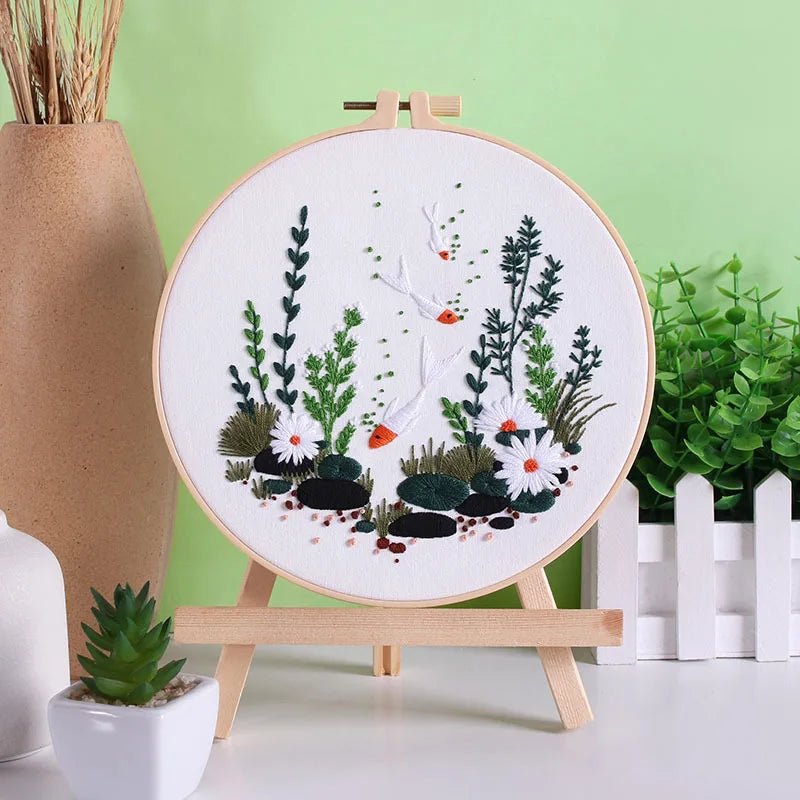 CraftHoop Fish Garden Embroidery Kit