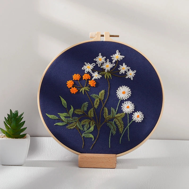 CraftHoop 4-Piece Floral Beginner Embroidery Kit