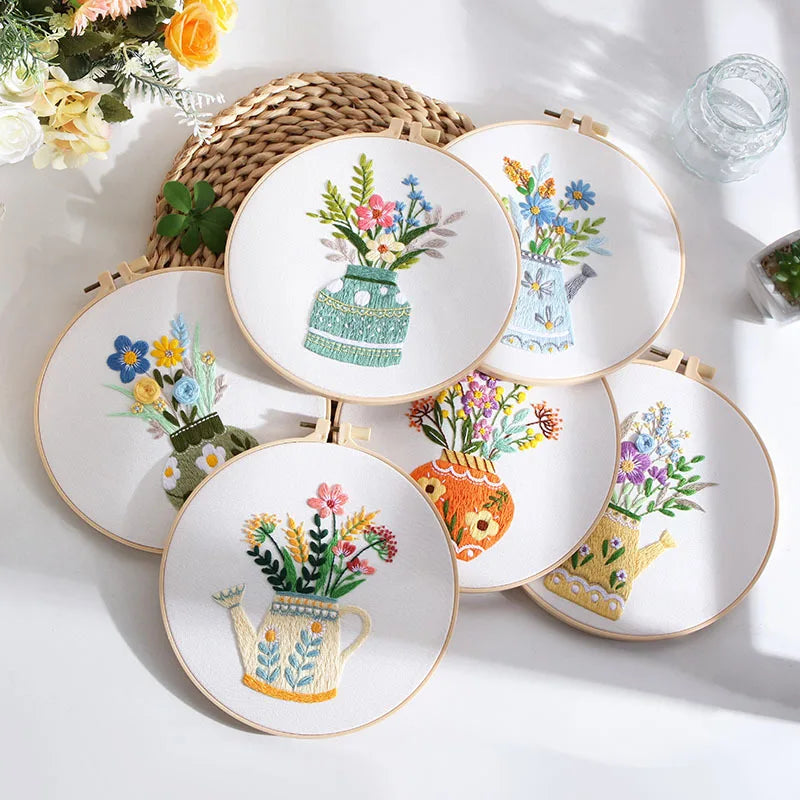 CraftHoop Blooming Vases Embroidery Kit