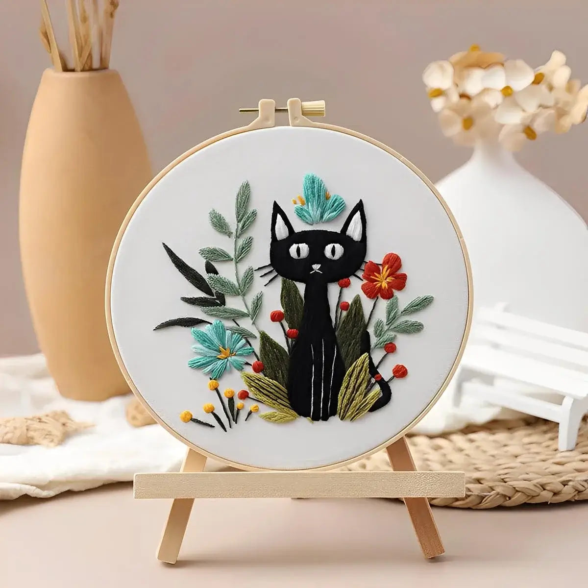 CraftHoop Black Cat Charm Embroidery Kit