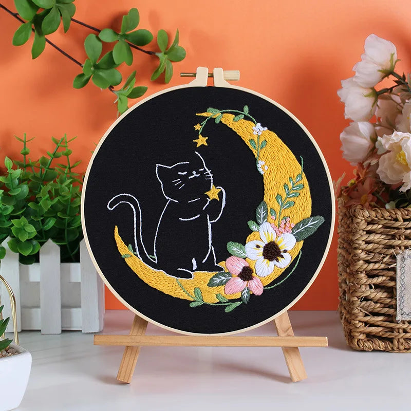CraftHoop Midnight Cats Embroidery Kit