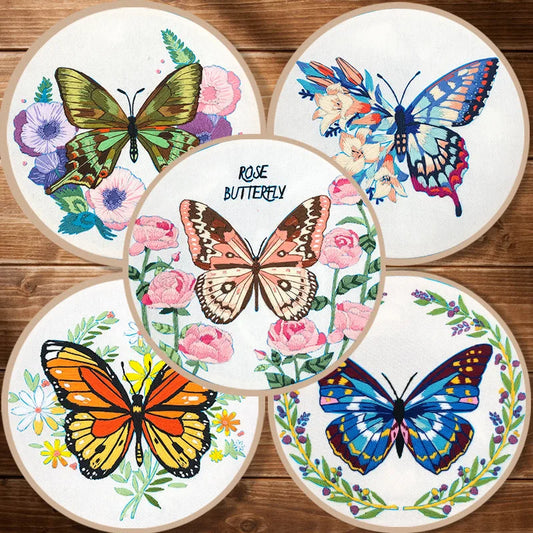 CraftHoop Blooming Butterflies Embroidery Kit