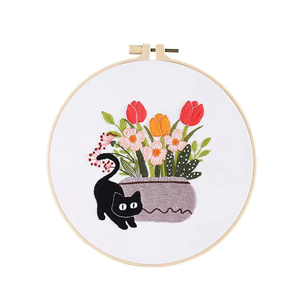CraftHoop potted tulips embroidery - Charming and colorful DIY needlework kit