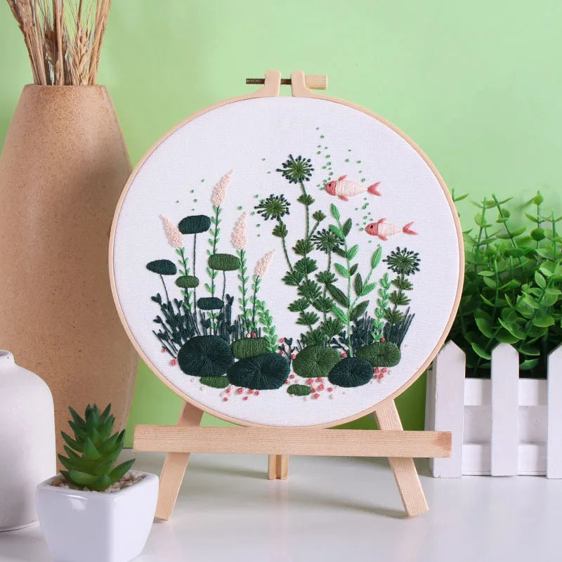 CraftHoop Fish Garden Embroidery Kit
