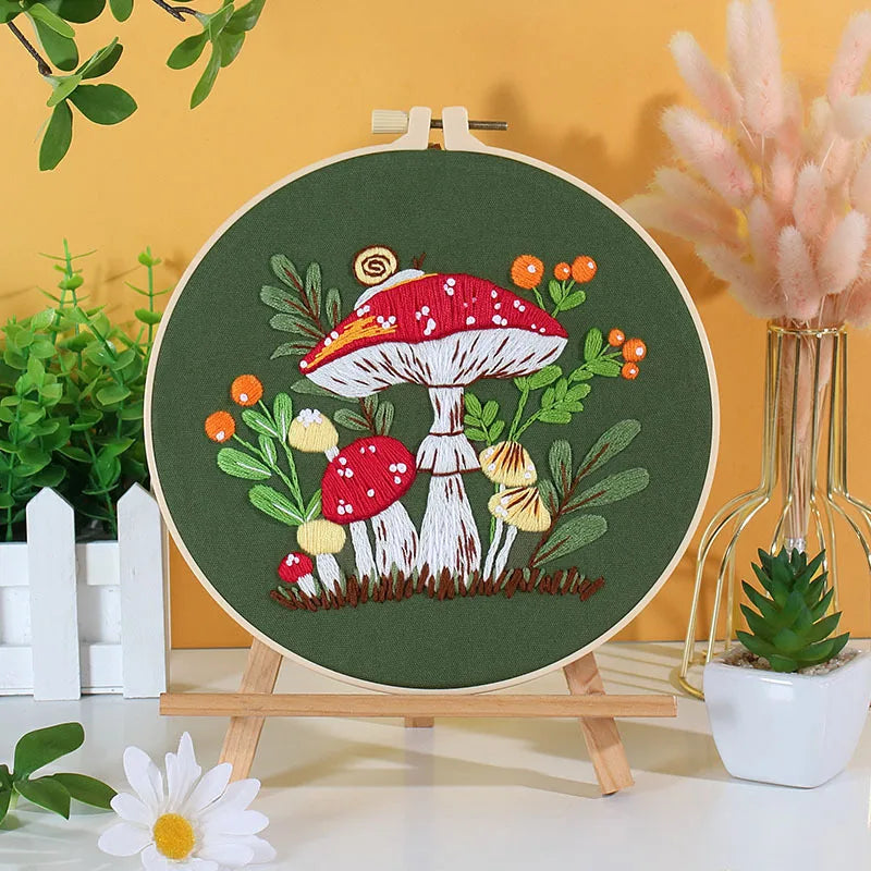 CraftHoop 3-Set Fairyland Mushroom Embroidery Kit