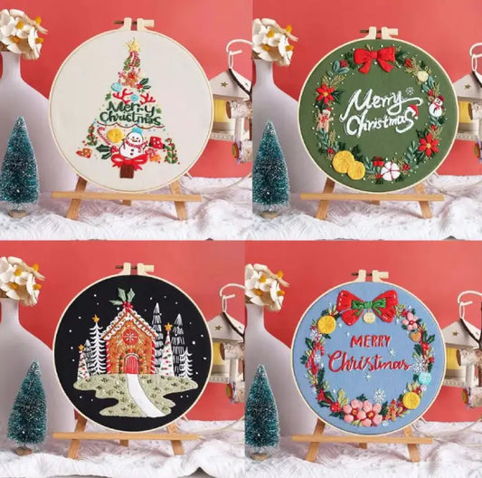 CraftHoop Festive Christmas 4-Piece Embroidery Kit