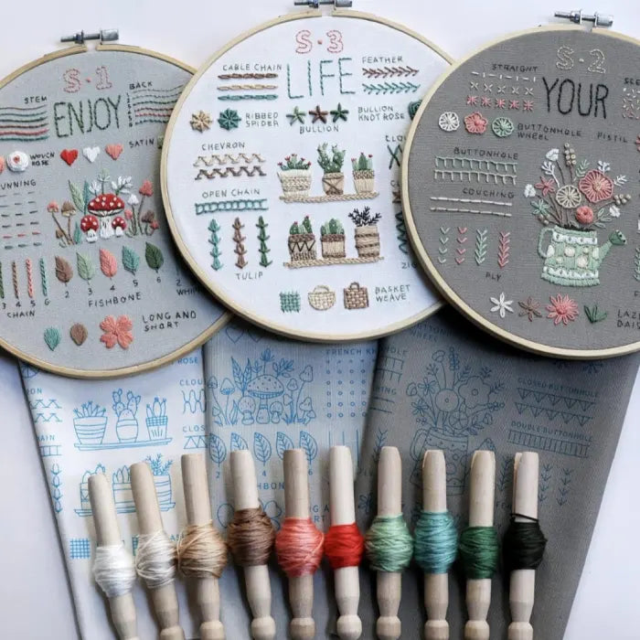 CraftHoop 4-Piece Floral Beginner Embroidery Kit