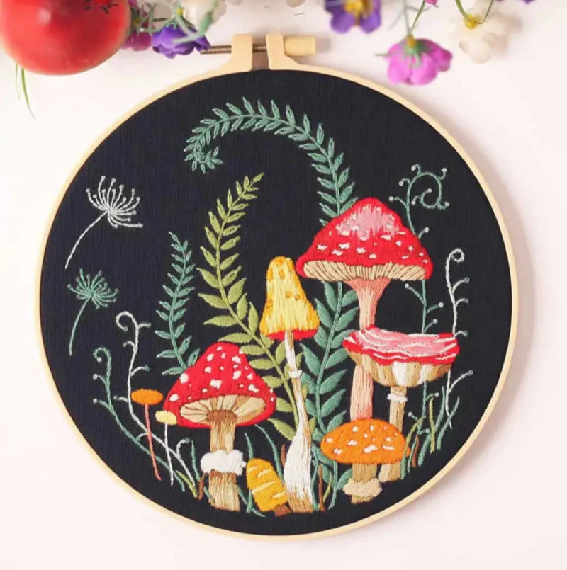 CraftHoop 3-Set Fairyland Mushroom Embroidery Kit