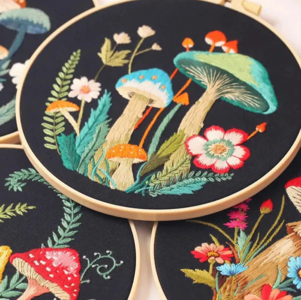 CraftHoop 3-Set Fairyland Mushroom Embroidery Kit