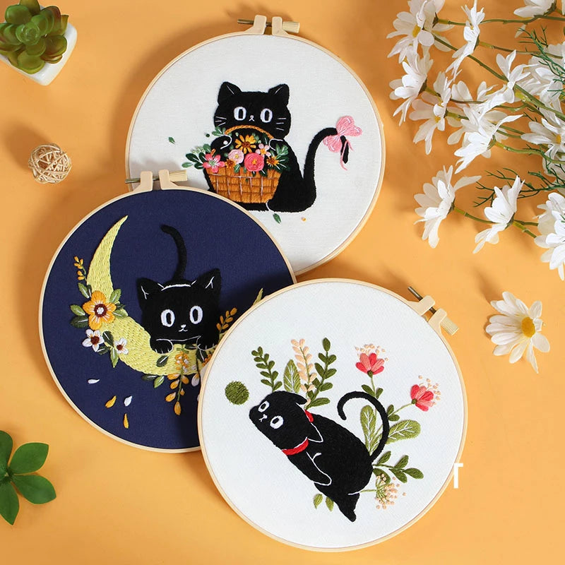 CraftHoop Midnight Cats Embroidery Kit