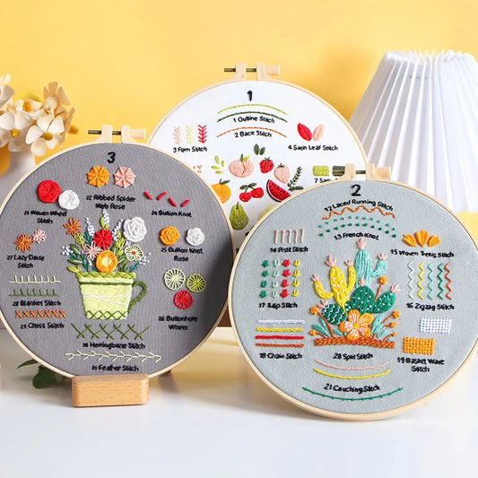 CraftHoop Fruit & Floral Embroidery Kit for Beginners