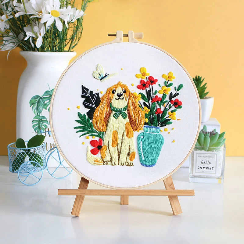 CraftHoop Playful Dogs Embroidery Kit