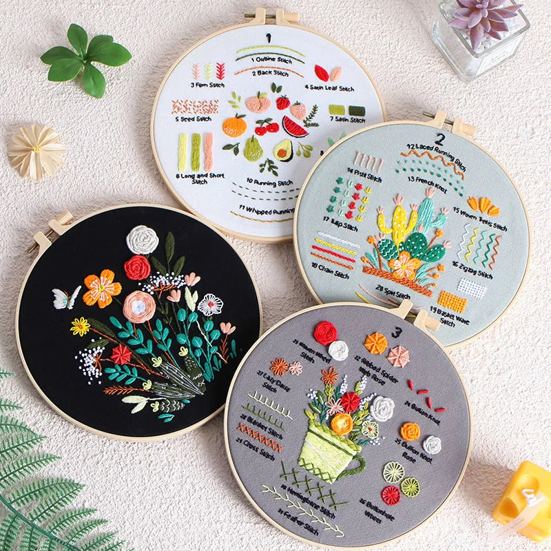 CraftHoop 4-in-1 Bloom & Fruit Beginner Embroidery Kit