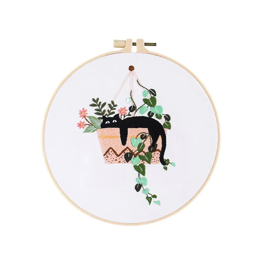 CraftHoop potted succulents embroidery - Modern and trendy DIY project for home decor