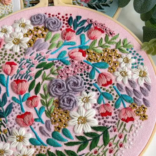 CraftHoop 3pcs Floral Patterns Embroidery Kit