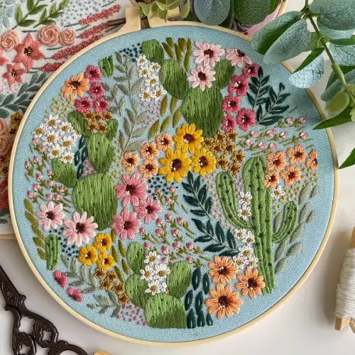 CraftHoop 3pcs Floral Patterns Embroidery Kit