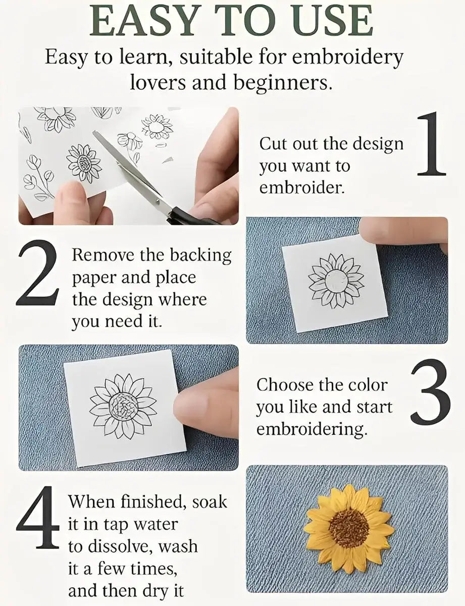 Colorful Stick & Stitch Patterns β Water-Soluble Transfers