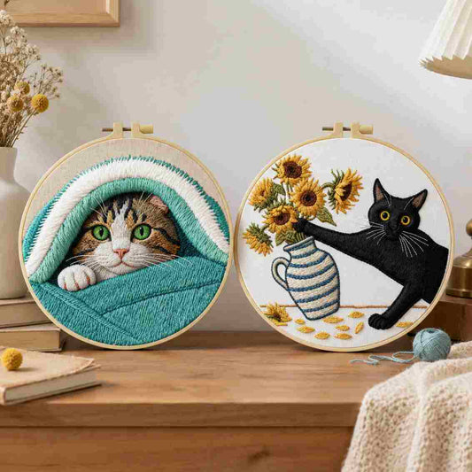 CraftHoop Playful Cats Embroidery Kit
