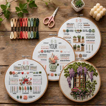CraftHoop Beginner Stitch Sampler & Italian Scene Embroidery Kit