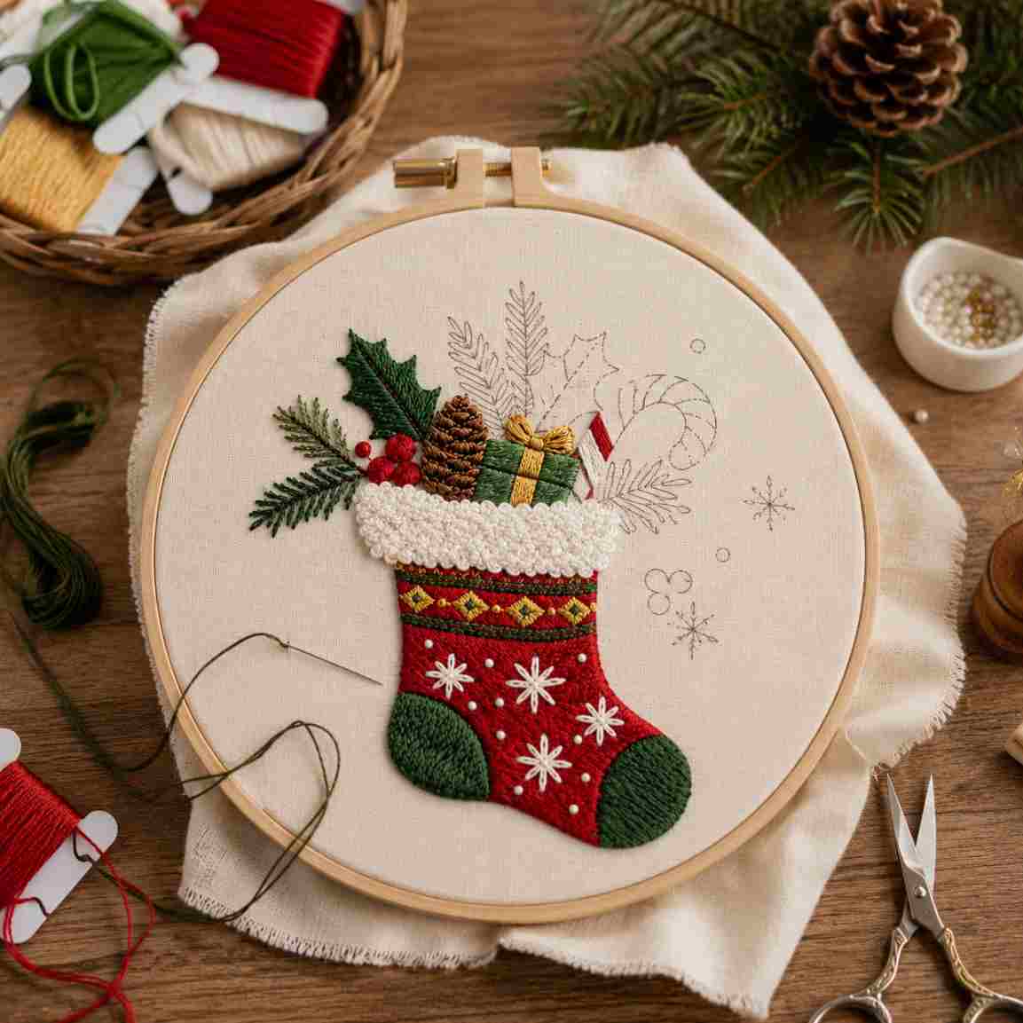 CraftHoop Christmas Treasures Embroidery Kit