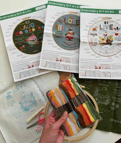 CraftHoop Live Love Laugh Embroidery Learning Kit - Clearance Find