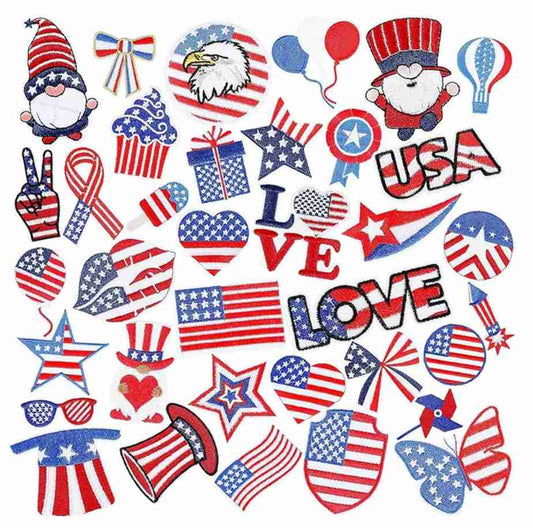 CraftHoop 36PCS USA Independence Iron-On Patch Set