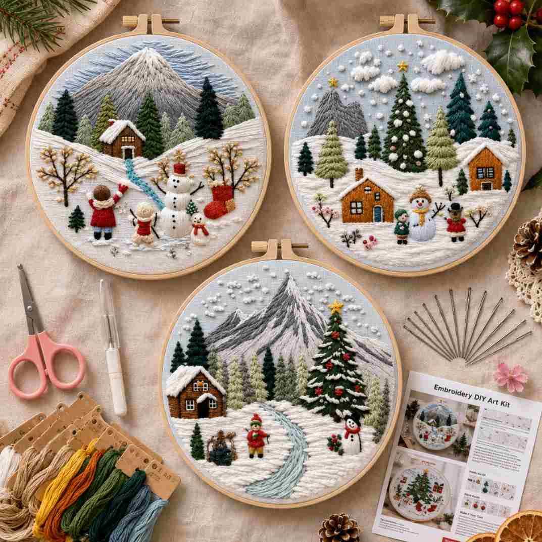 CraftHoop Jolly Christmas 3-Piece Embroidery Kit