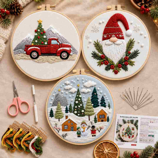 CraftHoop Jolly Christmas 3-Piece Embroidery Kit