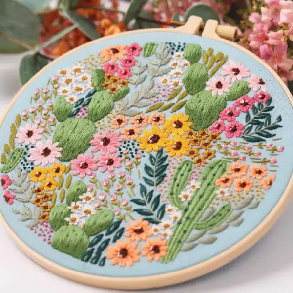 CraftHoop 4-Set Beginner Embroidery & Stamped Patterns Kit