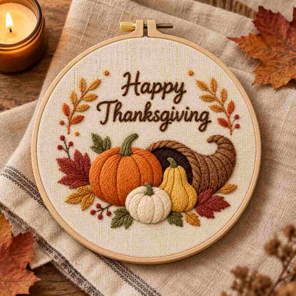 CraftHoop Happy Thanksgiving Embroidery Kit