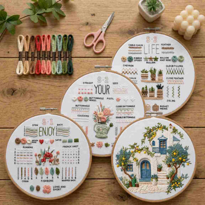 CraftHoop Beginner Stitch Sampler & Italian Scene Embroidery Kit