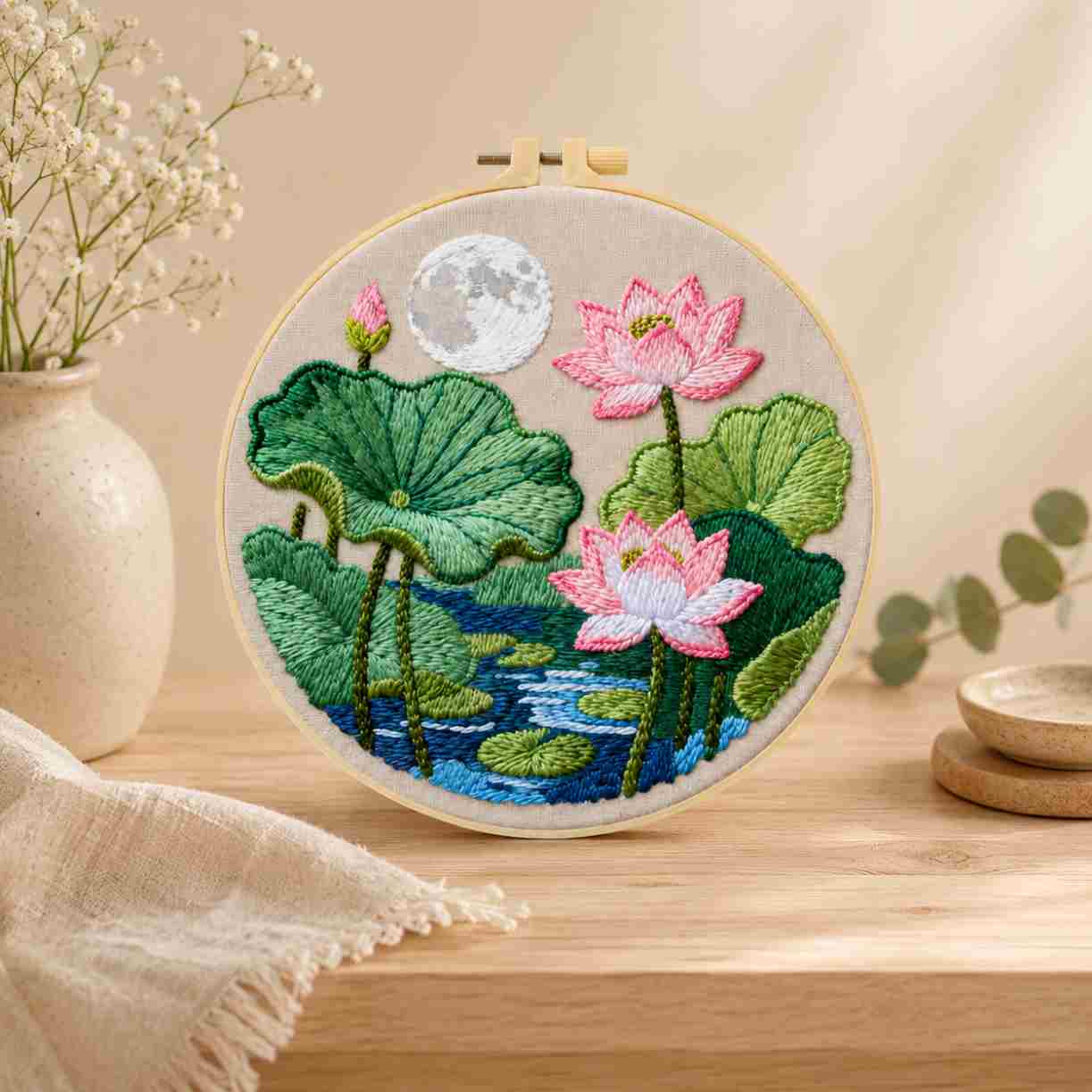 CraftHoop Lily & Lotus Embroidery Kit