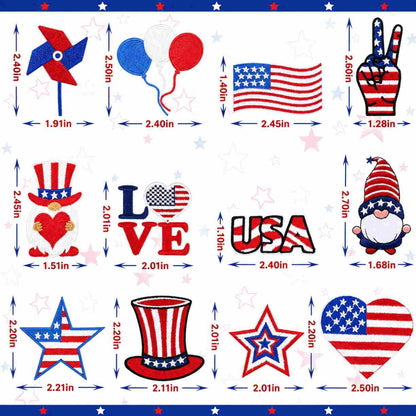CraftHoop 36PCS USA Independence Iron-On Patch Set